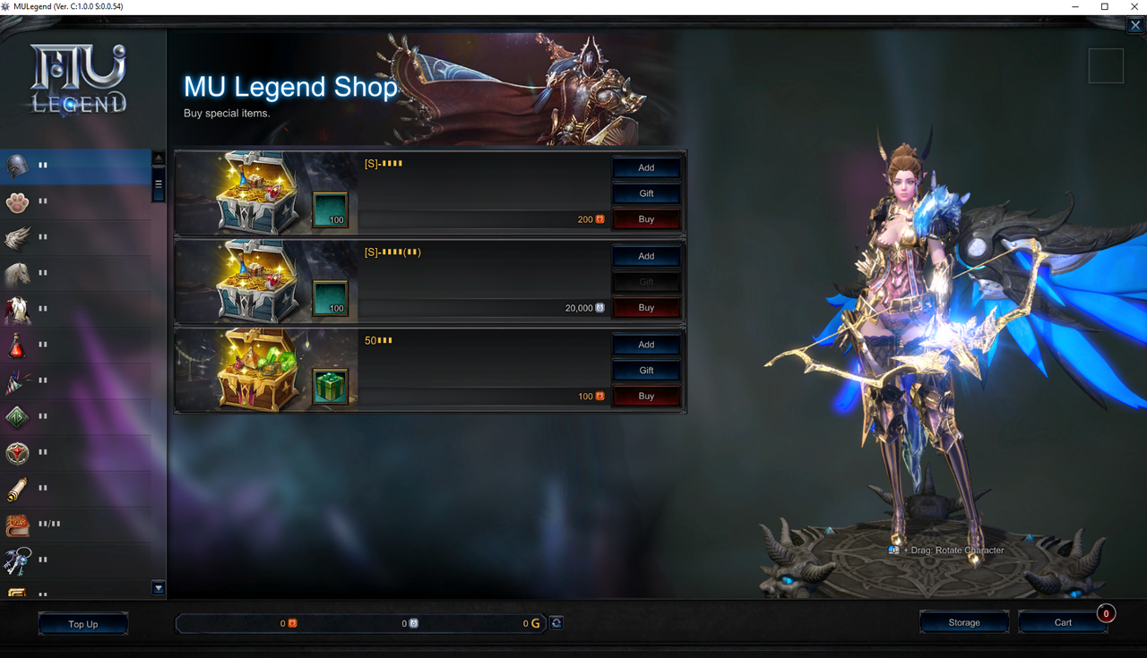 MU Legend cash shop
